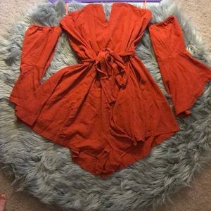Snooki shop rust romper with matching choker